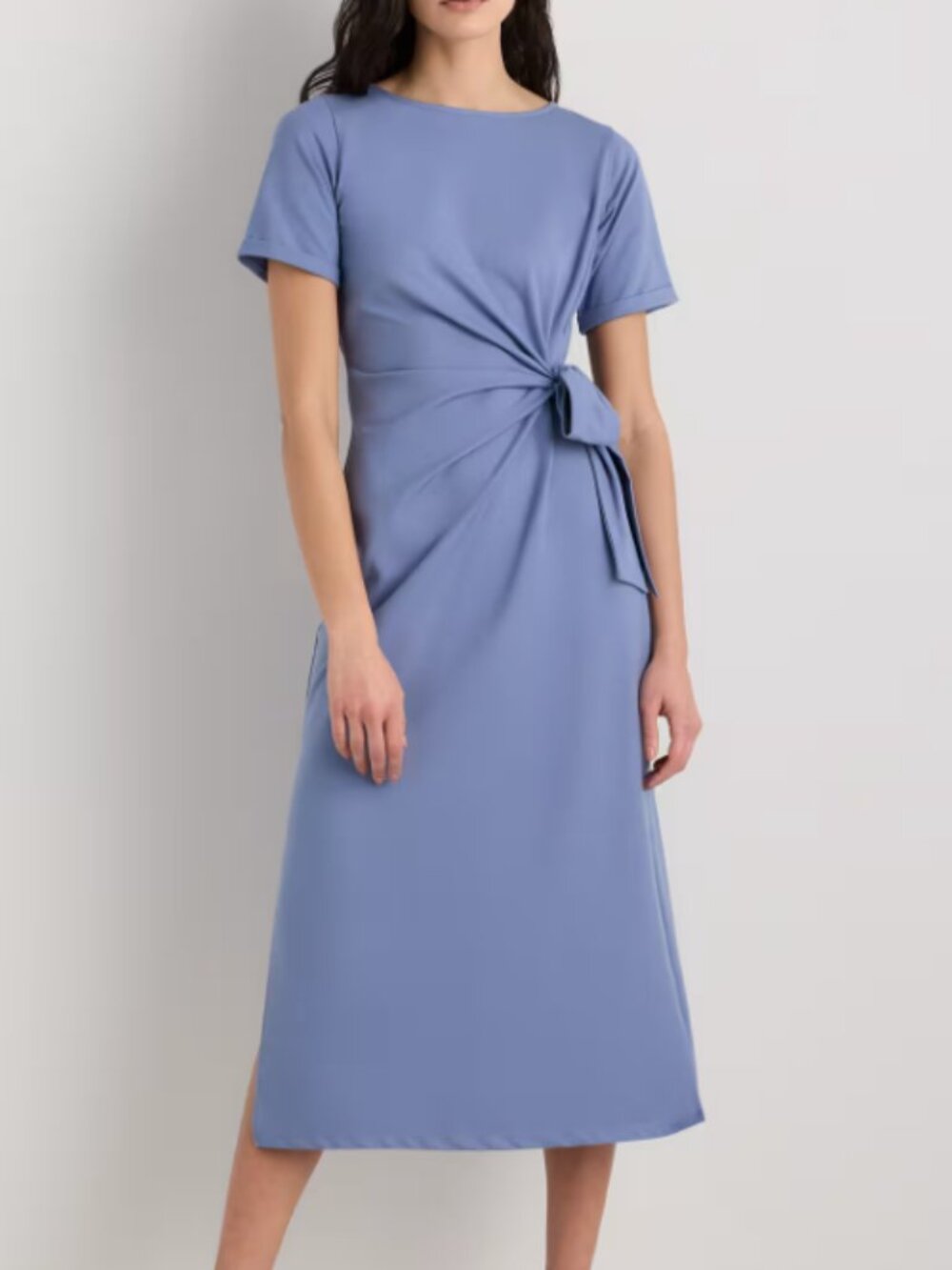 Quince Stretch Cotton Jersey Side Tie Midi Dress Chile XS NWT - Picture 4 of 4